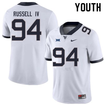 Youth West Virginia Mountaineers NCAA #94 Hammond Russell IV White Authentic Nike Stitched College Football Jersey OG15H37UM